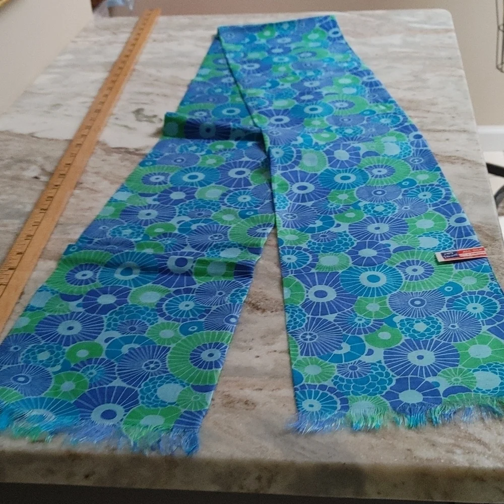 VTG Silk Ray Strauss Blue & Green Scarf